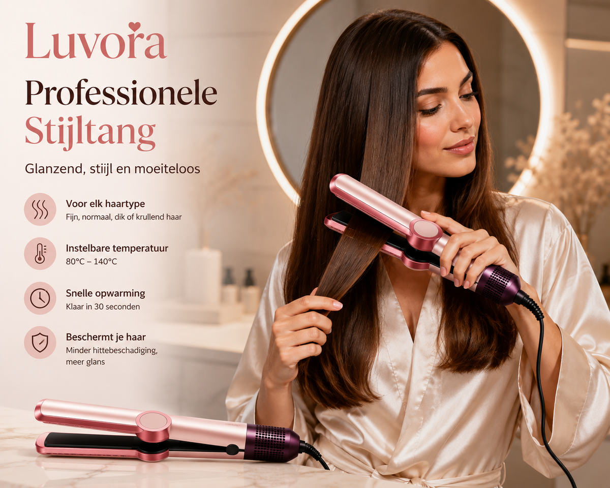 Luvora™ Professionele Stijltang – Glad & Glanzend Haar