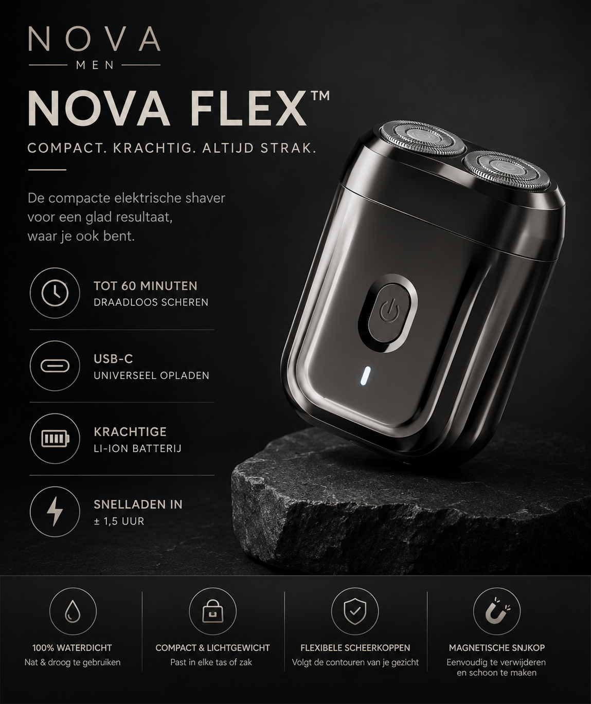 NOVA FLEX™ Mini Shaver – Compact Draadloos Scheerapparaat