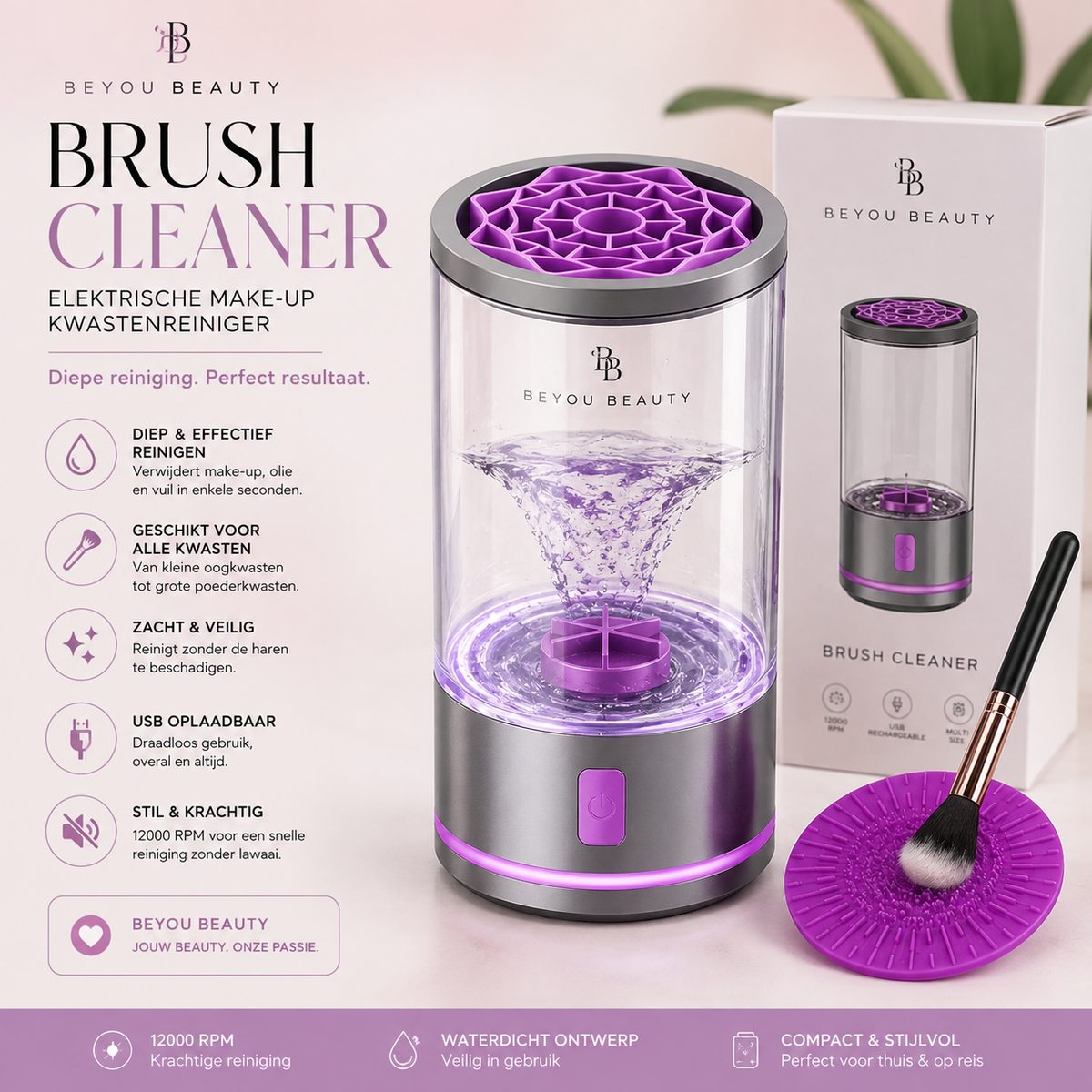BEYOU BEAUTY™ Brush Cleaner – Elektrische Make-upkwastenreiniger