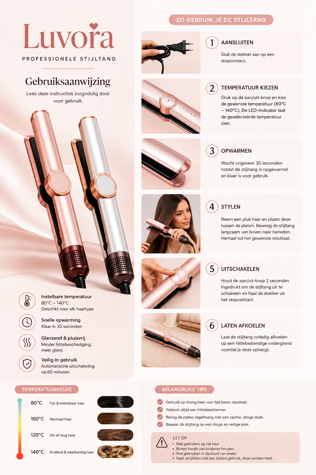 Luvora™ Professionele Stijltang – Glad & Glanzend Haar