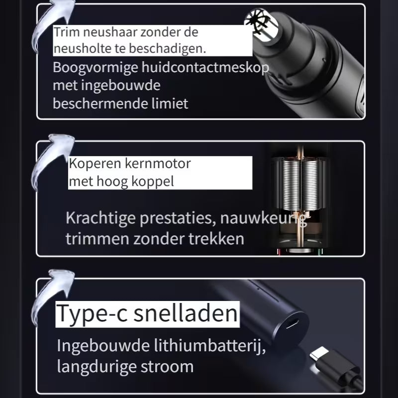 Nova Nano  Mini Zakformaat Neushaartrimmer – Pijnloze Trimmer voor Neus-, Oor- en Wenkbrauwhaar, Waterdicht en Draagbaar, voor Mannen en Vrouwen