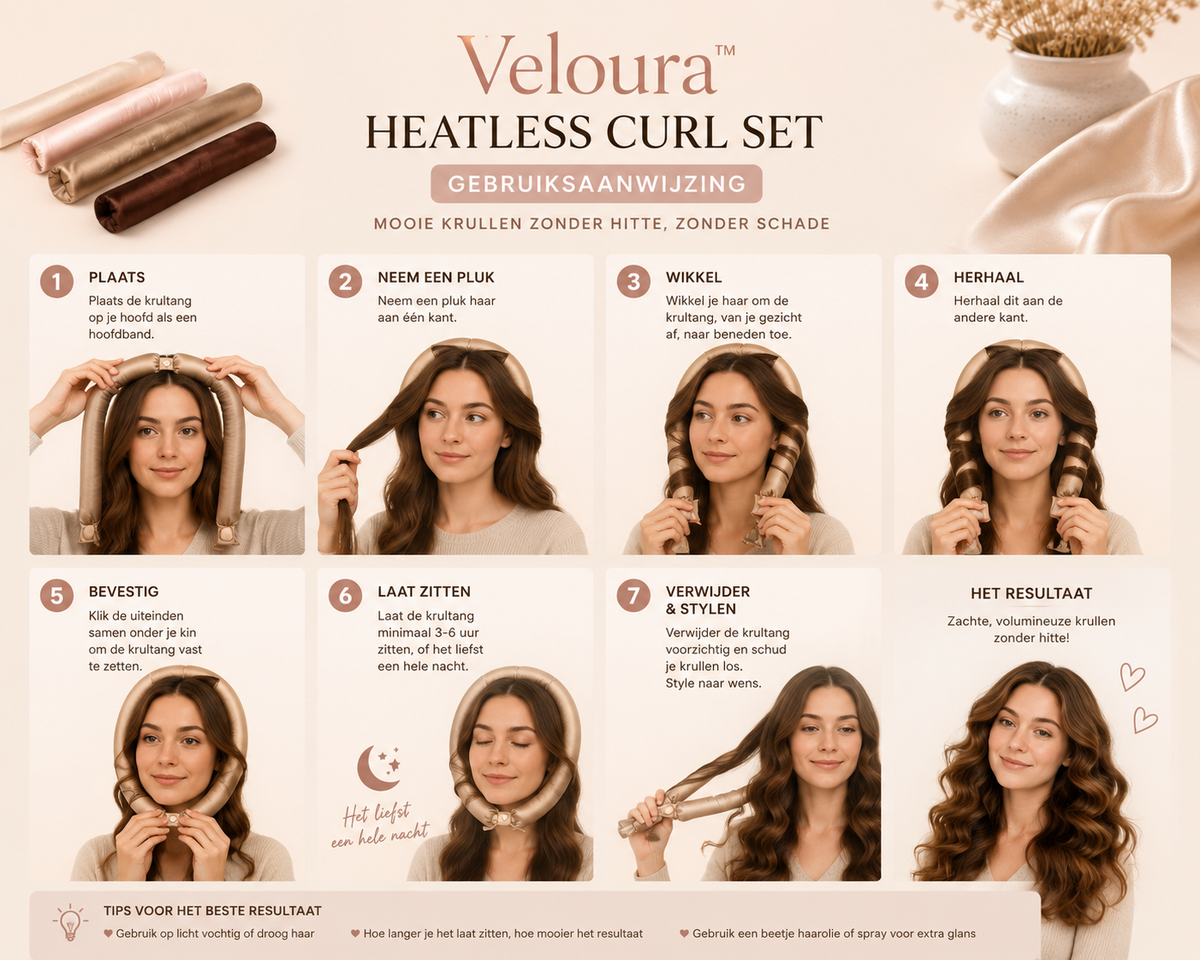 Veloura™ Heatless Curl Set – Zachte Krullen Zonder Hitte